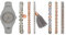 Skechers Damenuhren Gift Sets, Dreizeigeruhrwerk, 38mm graues Silikongehäuse mit Silikonarmband, SR9059