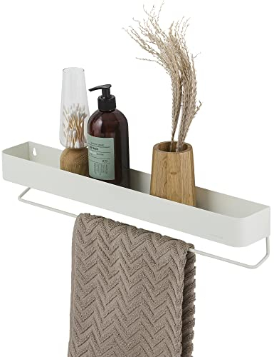 Sealskin Brix Handtuchhalter mit Ablage, Badablage mit integrierter Handtuchstange, Wandregal und Halterung für Handtuch, Metall, Breite: 55 cm, Farbe: Weiß, ideal für Bad und Küche