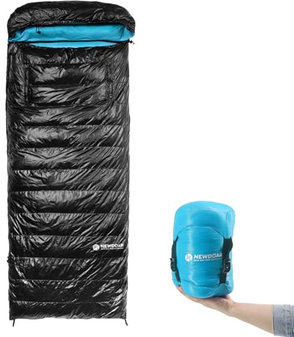 NewDoar Saco de dormir ultraligero para camping, 800 FP, plumón de pato blanco, ultra compacto, forma de momia, primavera, verano, otoño, senderismo y tienda de campaña (ponible)
