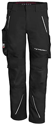 Grizzlyskin Arbeitshose Schwarz, N72 - Unisex Workwear Bundhose für Männer und Damen mit vielen Taschen, Cordura-Schutzhose