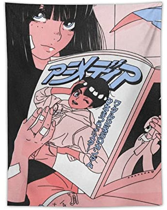 QINGRONG Vaporwave Ästhetisches 90er Jahre Anime Poster Bild Druck Polyester Tapisserie Wandfarbe Kunst Tapisserie Dekor Moderne Wohnkunstwerke Geschenkidee 76,2 x 101,6 cm