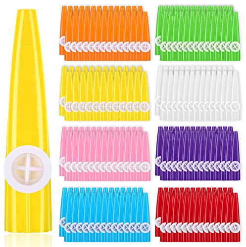 Boao 200 Pcs Plastic Kazoo Musical Instruments Party for Adults Fun Music Kazoo for Kids Classrooms Musical Toy Favors Gift Prize Bulk, 8 Assorted Color