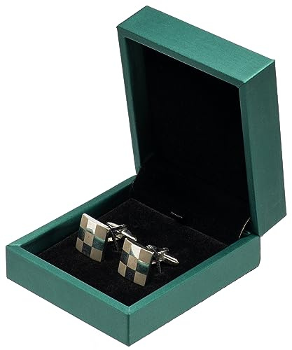 Giftop PU Leather Small Cufflink Gift Box Jewelry Display Case (Green)