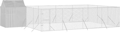 vidaXL Hundgård med tak silver 6x6x2,5 m galvaniserat stål