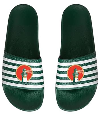 Lübzer Pils Dusch- und Badeschuhe Slipper Badeschlappen Badelatschen, Grün-Weiss gestreift (500950, EU Schuhgrößensystem, Erwachsene, Numerisch (von/bis), M, 42, 43)