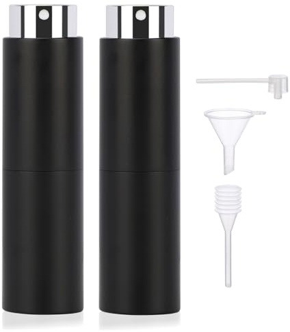Segbeauty Boccette Profumi Vuoti, 2 Pezzi 20ml Porta Profumo da Viaggio, Profumo Portatile Ricaricabile, Boccette Profumo Ricaricabili per Viaggiare, Festa (Nero)