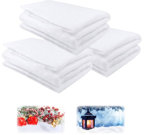 YEXEXINM 3 Pack 90 x 243cm Weihnachten Kunstschnee Dekoration, Weihnachten Schneedecken Rolle, Weiße Weihnachtliche Schneematte Rollen Flauschig Kunstschnee für Weihnachtsbaum Dorf Zubehör