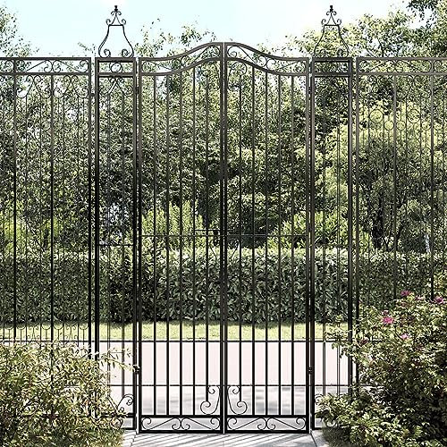 Homgoday Porta da giardino in ferro battuto nero 121x8x200 cm, cancello da giardino cancella Barriera recinzione recinzione patio ingresso esterno recinto