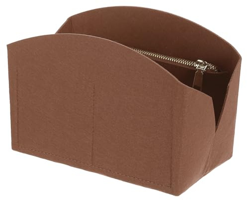 QUARKZMAN fickorganisatör insats bärbar (20 cm x 10 cm x 14 cm brun) | Filt-organisatör-väskor med metalldragkedja, bärväska, fickfoder för välvd sadelväska