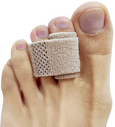 Rvaciio Hammer Toe Straightener, 7 Pcs Toe Splints, Fabric Broken Toes Support Bandage for Correcting Crooked Overlapping Toes with Portable Plastic Box