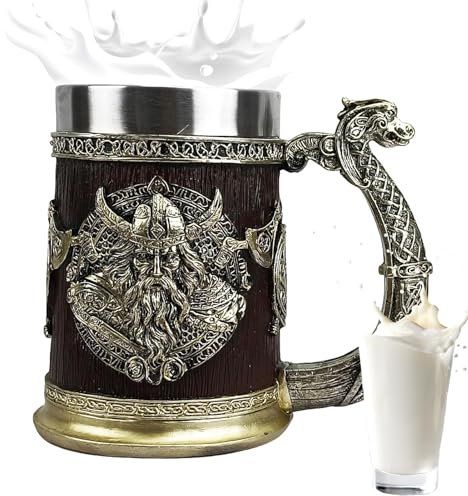 Beer Mug - Authentic Handmade Tankard, Rustic Norse Drinking Cup | Medieval Style Beer Mug for Ale, Wine, Gift for Men, Home Bar Decoration