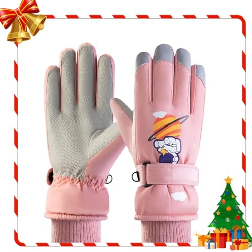 Doukesh Gants de Ski Enfants Imperméable Gants Hiver Gants Chaud Hiver pour Filles avec Doublure en Polaire Gants de Neige pour Ski Snowboard Cyclisme Patinage Cyclisme Patinage 6 à 12 Ans