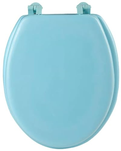DEARMAMY Asiento de Inodoro Acolchado de EVA - Tapa de WC Universal Reforzada y - Tapa para Váter Ergonómica y Térmica con Kit de Montaje Fácil - Compatible con Modelos Forma en U, Azul
