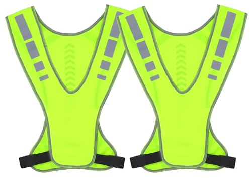 2 Piezas Chaleco Reflectante con Bolsillo, Chaleco Reflectante de Seguridad, Chaleco de Seguridad para Mujer, Alta Visibilidad para Conductor, Limpiadores, Nocturno, Caminar, Correr