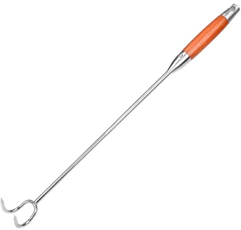 Hohopeti Gancio per Carne in Acciaio Inossidabile Resistente All’usura, Accessorio per Maiale e Barbecue, Gancio Ergonomico Comodo per Girare Carne e Pesce Durante la Cottura All’aperto