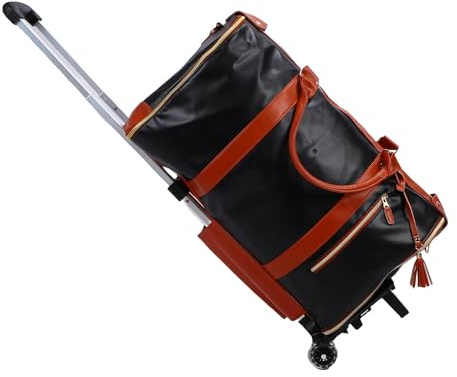 Generic Sac de Voyage étanche avec Poche Avant Zippée, Sac de Rangement Spacieux pour Vêtements, Chariot Détachable pour Les Voyages Moyens et Courts 40L (Noir Marron)