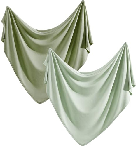 LYCN 2Pcs Newborn Swaddle Blanket, Baby Receiving Blankets, 112 x 84cm | 100% Cotton Large Baby Blankets, Soft and Breathable, 2 Colors, Machine Washable, for Boy Girl New Born Essentials