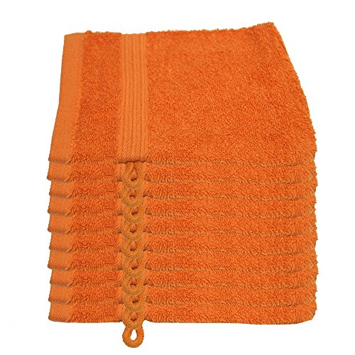 Julie Julsen 10er Pack Waschlappen 29 Farben erhältlich weich und saugstark 500gsm Öko Tex Orange 15 x 21 cm B-Ware