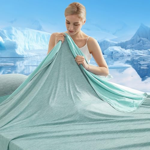 Marchpower kylfilt, senaste Cool-to-Touch-teknik, Lätta svala filtar för heta sovande nattvett Andas hela säsongens bäddsoffa Q-MAX> 0,5 - grön, 200 * 220 cm