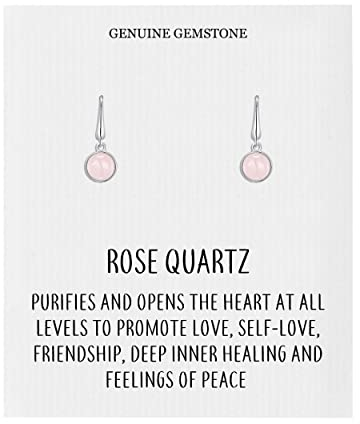 Philip Jones Rose Quartz Drop Earrings with Quote Card