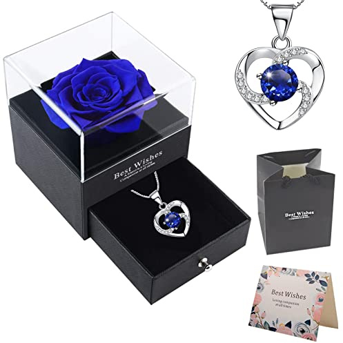 Rosa Eterna con Collana per Lei, Romantiči Regali, Vera Rosa per San Valentino, Anniversario, Compleanno, Festa della Mamma, Natale