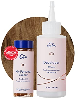 eSalon Coloration Permanente - Sans Ammoniaque Sans PPD - Couvre 100% des cheveux blancs - Résultat Professionnel - Blond Foncé 7N