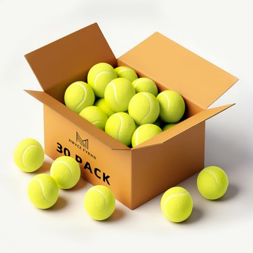 MRYCZ FYRHD 30 Pack Tennis Balls, Advanced Pressureless Balls, Pet Dog Playing Balls, Practice Tennis Balls with Mesh Bag and Shock Absorbers for Transport and Beginner Training