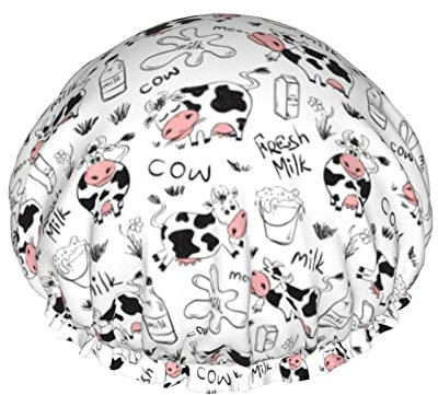 Cuffia da a al latte di mucca per donna, cuffia da a riutilizzabile impermeabile Cuffia da bagno Cuffia da a turbante per ragazze