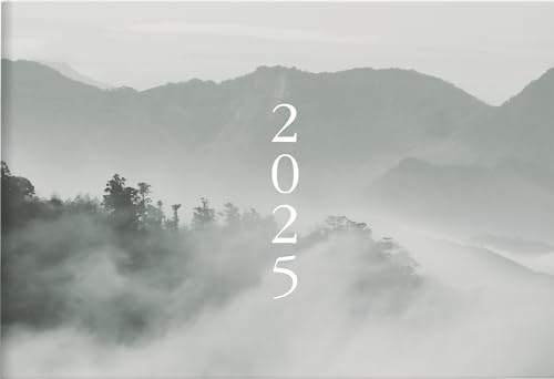 rido/idé Calendario tascabile modello Septimus (2025) Cloudy Mountains, 2 pagine = 1 settimana, A6 orizzontale, 128 pagine, copertina grafica, verde