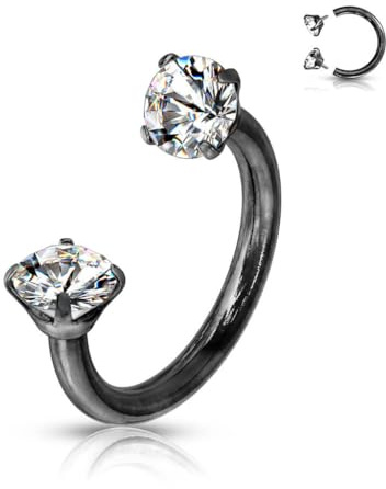 Stachelkleid Piercing fer à cheval 316L, anneau septum zircone cristal, 1,2 mm, oreille nez téton parties intimes, argent noir or rose paillettes tragus