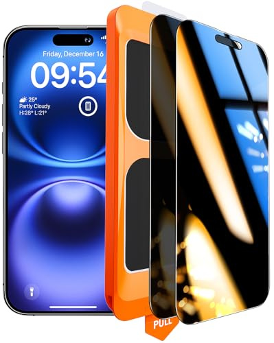 TOCOL Privacy Pellicola Protettiva per iPhone 16 6,1 Pollici, 25° Reali Anti-Spy, Rimozione Automatica Della Polvere, Copertura Completa, Senza Bolle, Durezza 9H, 2 Pezzi