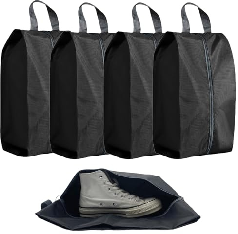 4PCS Sacchetti Scarpe da viaggio,Oxford impermeabili,Impermeabili Antipolvere Borsa Scarpe Viaggio per Stivali e Scarpe Tacco Alto(Nero)