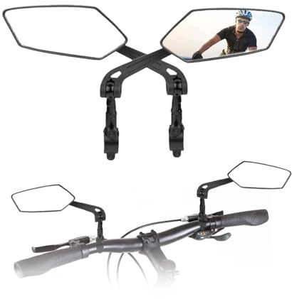2 pezzo Specchietto retrovisore per bicicletta,Specchietto retrovisore girevole per bicicletta, Specchietto retrovisore della bicicletta, Specchietto Bici, per manubri da 2,0 cm a 2,8 cm, nero
