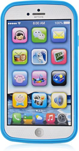 ZBATHTOY Giocattolo per telefono cellulare per bambini, giocattolo per bambini, telefono cellulare con musica, luce per bambini (blu)