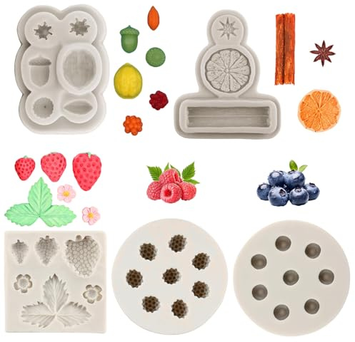PacuM Set med 5 silikonformar för choklad, tvål, gelé, muffins, kakor, bakverk, tårtor, dekoration, perfekt för bröllop, födelsedag