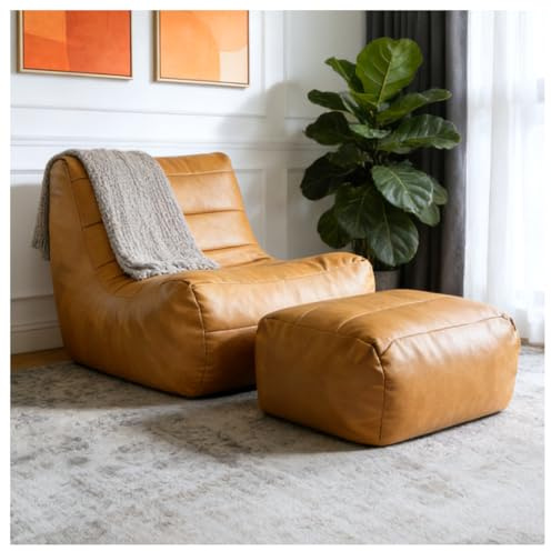 Hmluxury Canapé lounge ergonomique une place avec tabouret assorti pour les espaces de vie compacts et la décoration d'intérieur moderne