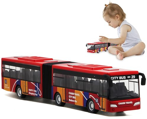MYPPRFC Model Bus，Diecast Pull-Back Bus Toy，Friction Powered Vehicle Bus Toy ，Model Kids Gifts (Red)