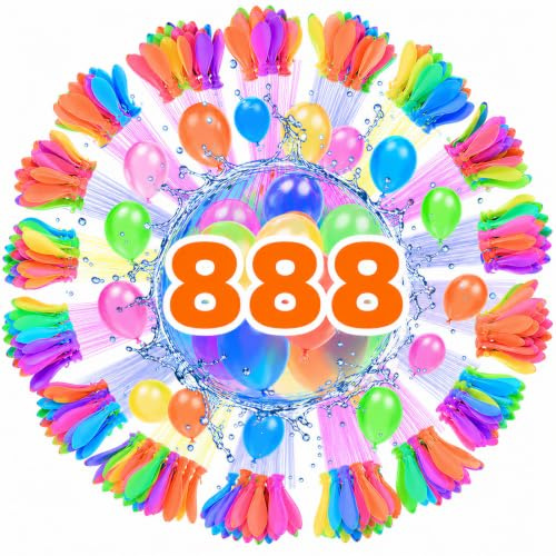 888 Pcs Bombe a Eau Ballon, avec Raccords De Robinet, Ballon Eau, Water Balloon, Ballons D'eau, à Fermeture Automatique, pour Plages, Fête de la Piscine, Pool Parties