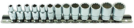 Laser 7590 Bi-Hex Standard Socket Set 1/4D 13pc