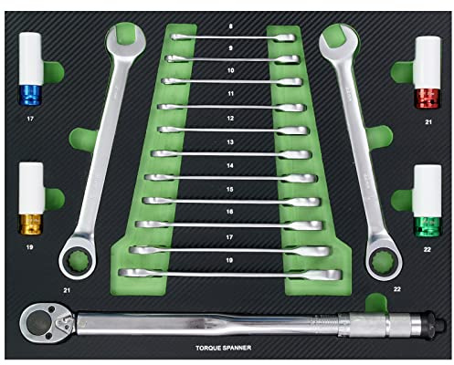 TRUTZHOLM Profi Werkstattwagen Einlagen Werkzeugeinlage in verschiedenen Ausführungen aus Schaumstoff 520x400mm (Ratschen-/Dehmomentschlüssel)
