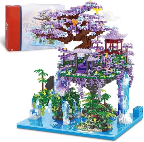 Guanghan Fairy Pavilion Tree Building Kits, 4574 Pcs Chinese Architecture Model Micro Building Blocks Set, Construction Toy Gift for Adult, Not Compatible with Major Brands