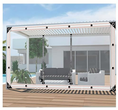 ZXCASDF Outdoor Clear Curtain Waterproof with Zipper，Zipper door transparent tarpaulin，PVC Tarpaulin with Zipper，Heavy-Duty Waterproof Tarpaulin with Eyelets，Tear Resistant Cover(H2xW2m/H6.5xW6.5ft)