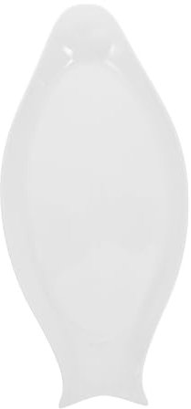 HOLIDYOYO Plato De Pescado De Cerámica Diseño Relieve Forma Pez Vajilla Hotel Bandeja De Porcelana Blanca