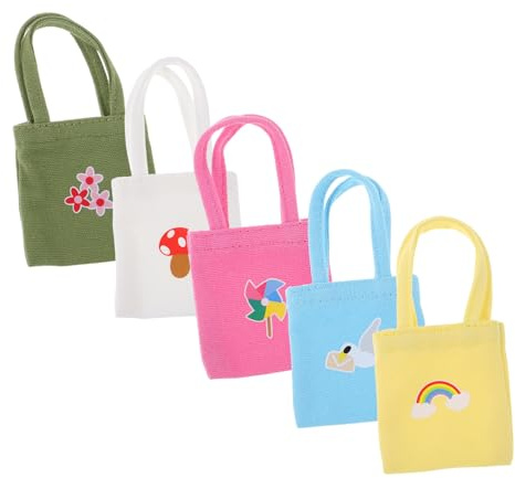 BRIGHTFUFU 5 Piezas Mini Bolso Accesorio Mini Casa De Muñecas Estuche para Muñecas Bolsa Pequeña para Niñas Bolsa De Lona Minibolso De Hombro Lienzo
