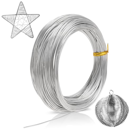 1mm Multipurpose Aluminum Craft Wire, Bendable Thick Wire, Silver Metal Wire for Jewelry Making, Sculpting, Beading, Wrapping, Wreath Making, Floral Arranging and DIY Crafts (30 Meters)
