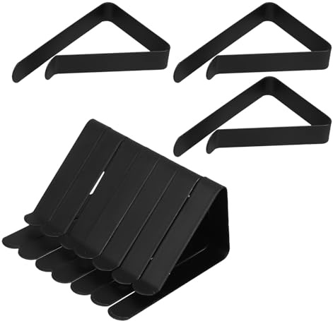 UKCOCO Pinzas para Manteles de Acero Inoxidable Antideslizantes Pequeñas Triangular Negras Juego de 10 Piezas para Exterior Camping Picnic y Fiestas Sujetamanteles Resistentes al