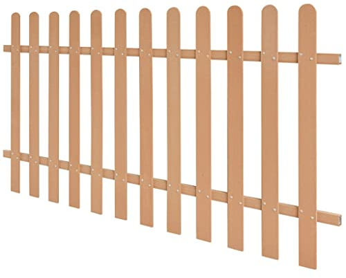 Lumanois Valla de estacas de jardín de WPC 200x100 cm, Bricolaje Vallas de jardín Cercados con estacas, Marrón, 10.5kg