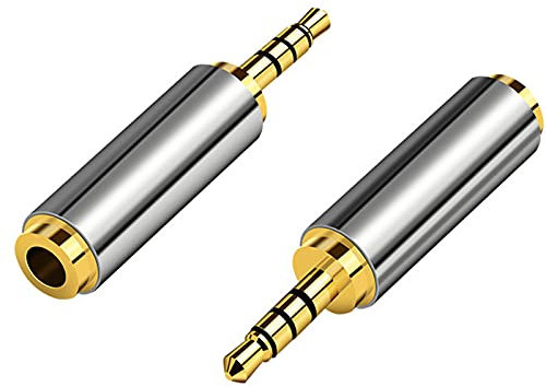 Aigital Adattatore audio da 2,5 mm maschio a 3,5 mm femmina, placcato oro convertitore 2.5mm a 3.5mm per cuffie, Headphone Adapter -Stereo o mon (2 pezzi)