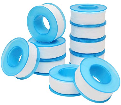STARVAST Lot de 10 Teflon Ruban Plomberie - Ruban Teflon Etancheite 18MM x 20M, Rubans d'étanchéité PTFE Blancs pour Tuyaux Tête de Douche Scellant de Tuyaux Plombiers