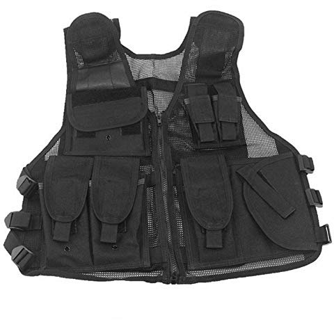 Homeilteds Gilet Tattico Gilet da Caccia for Uomo Outdoor Black Training Esercito Militare SWAT Mesh Giubbotto Protettivo Waistcoat (Color : Black, Size : One Size)